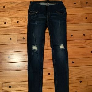 Lux Essential Denim distressed maternity jeans
